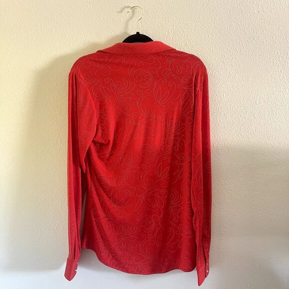 Wrangler Vintage Red Western Indie Rodeo Button Down Collared Cuffed Size Medium - Picture 4 of 4